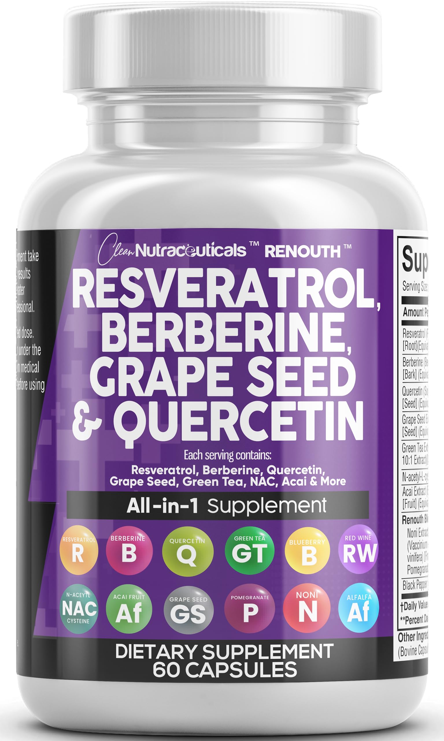 Clean Nutraceuticals Renouth bottle front for daily polyphenol support