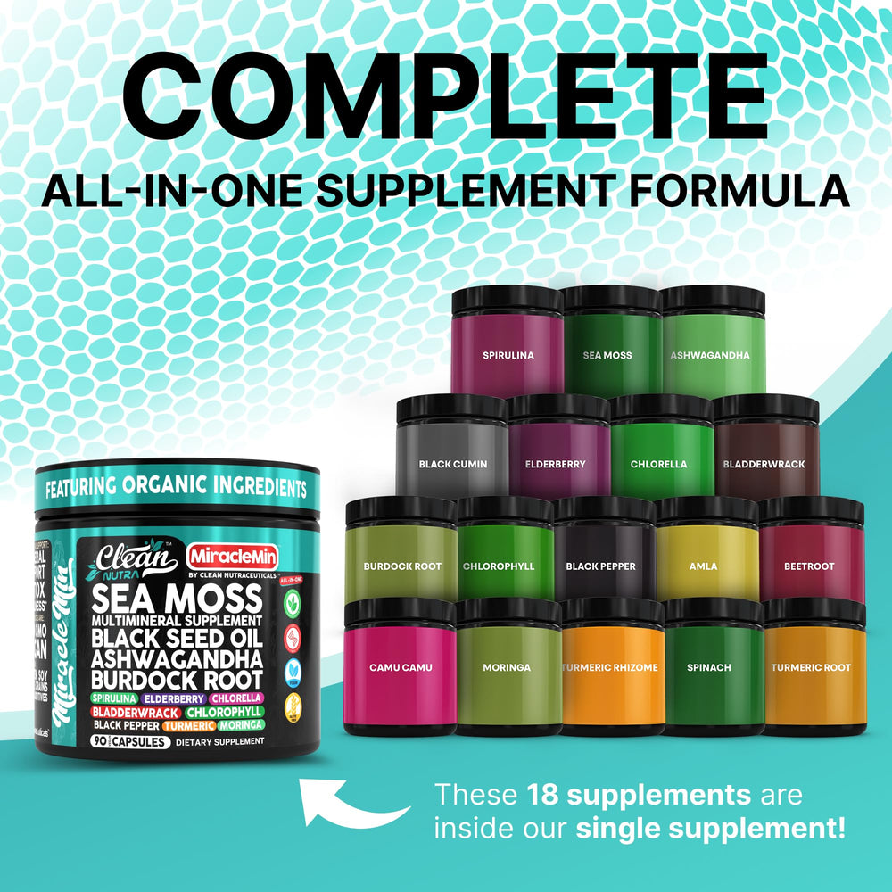 Clean Nutra Sea Moss Capsules with burdock root support detox routines and digestion.