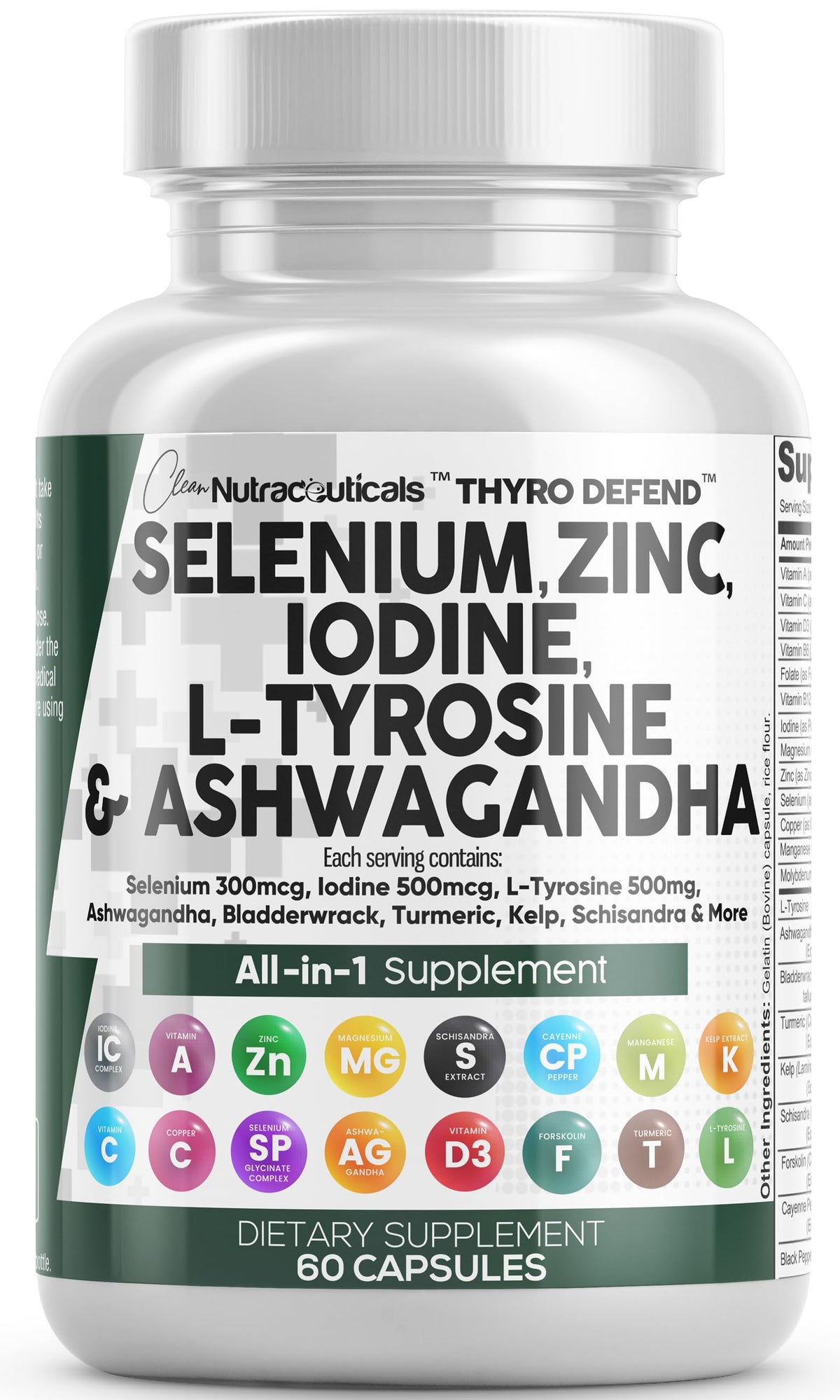 Clean Nutra selenium-iodine thyroid bottle front for daily wellness