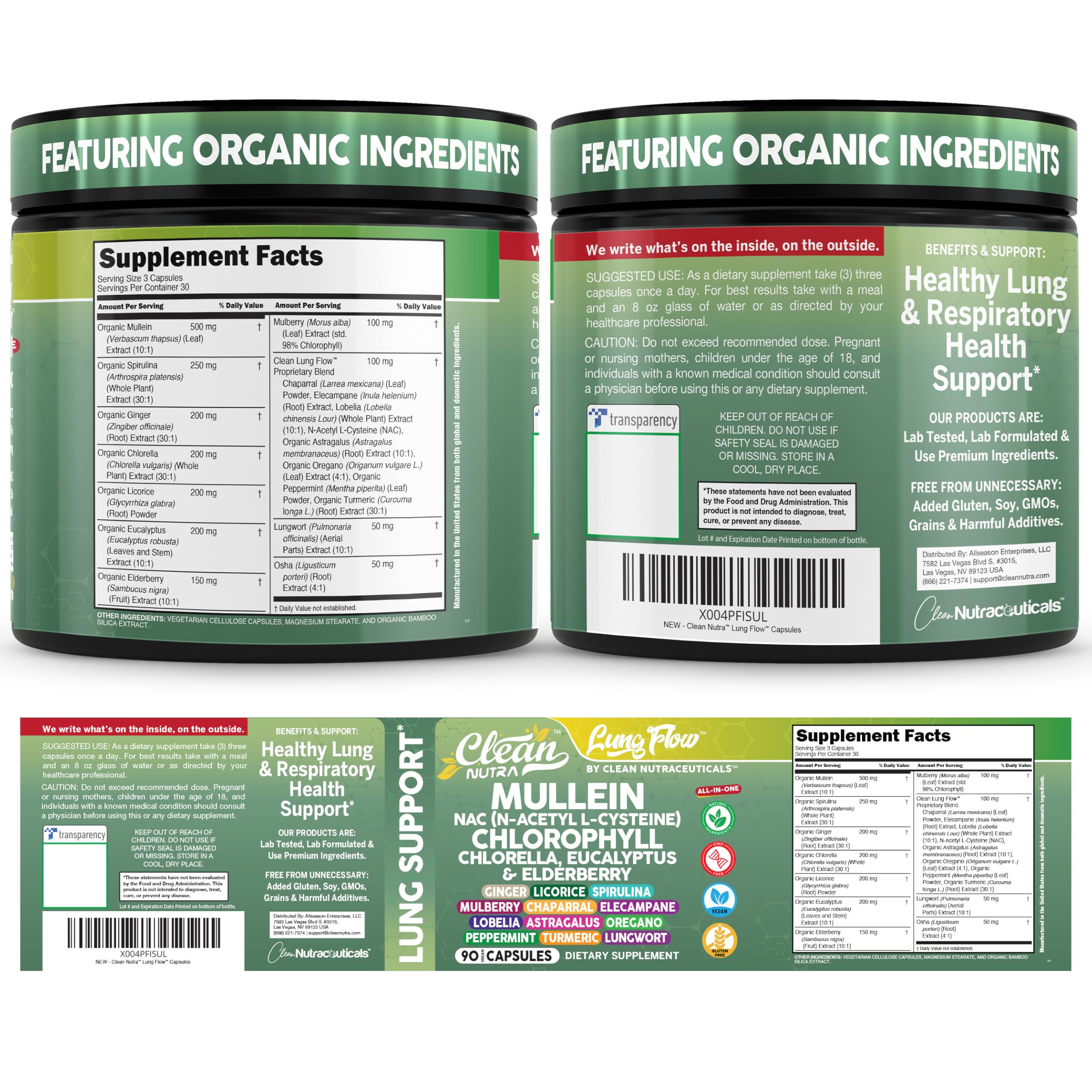 Clean Nutra vegan capsules pack emphasizing clean allergen free delivery