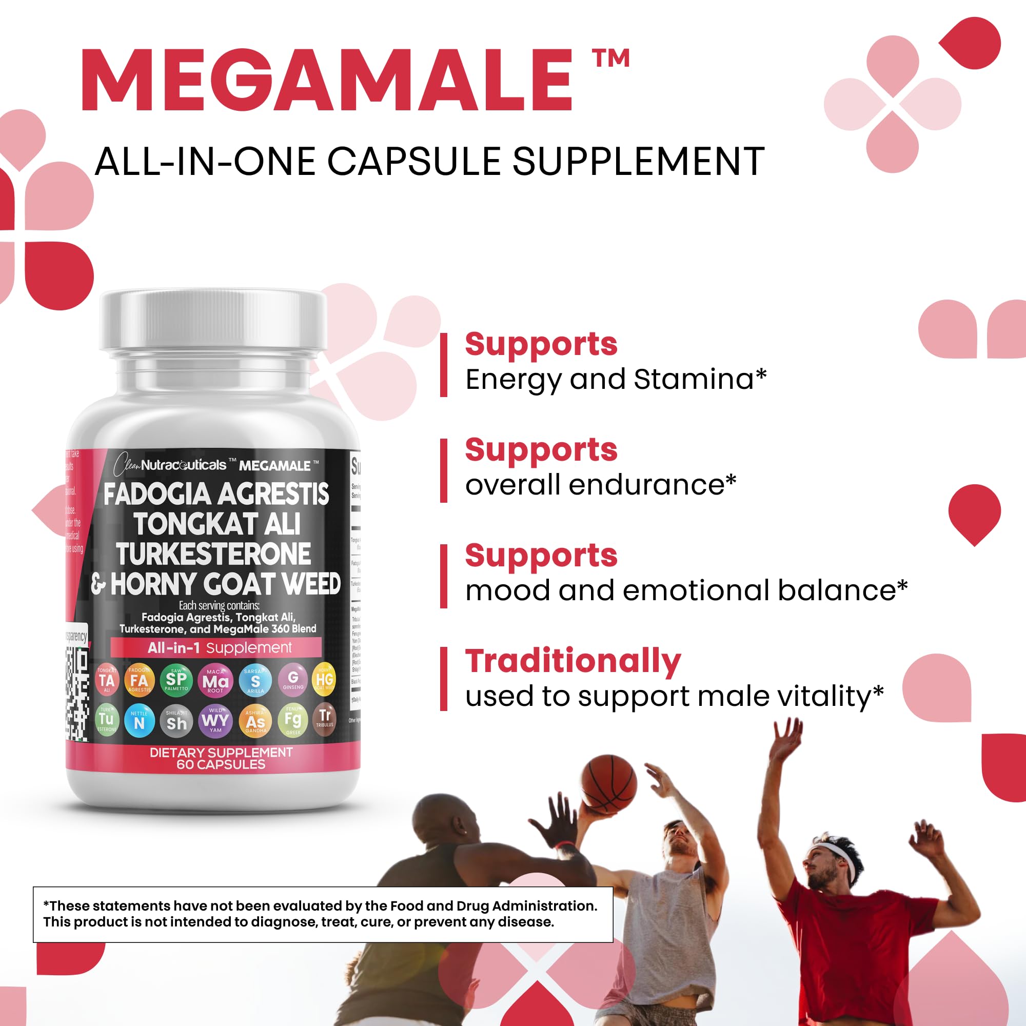Clean Nutraceuticals 360 blend ingredients arranged for holistic wellness potential