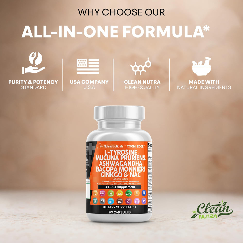 Clean Nutraceuticals Alpha GPC bottle for brain function and focus support.