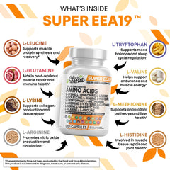 Clean Nutraceuticals amino acids label closeup conveys quality ingredients and skin-supporting potential