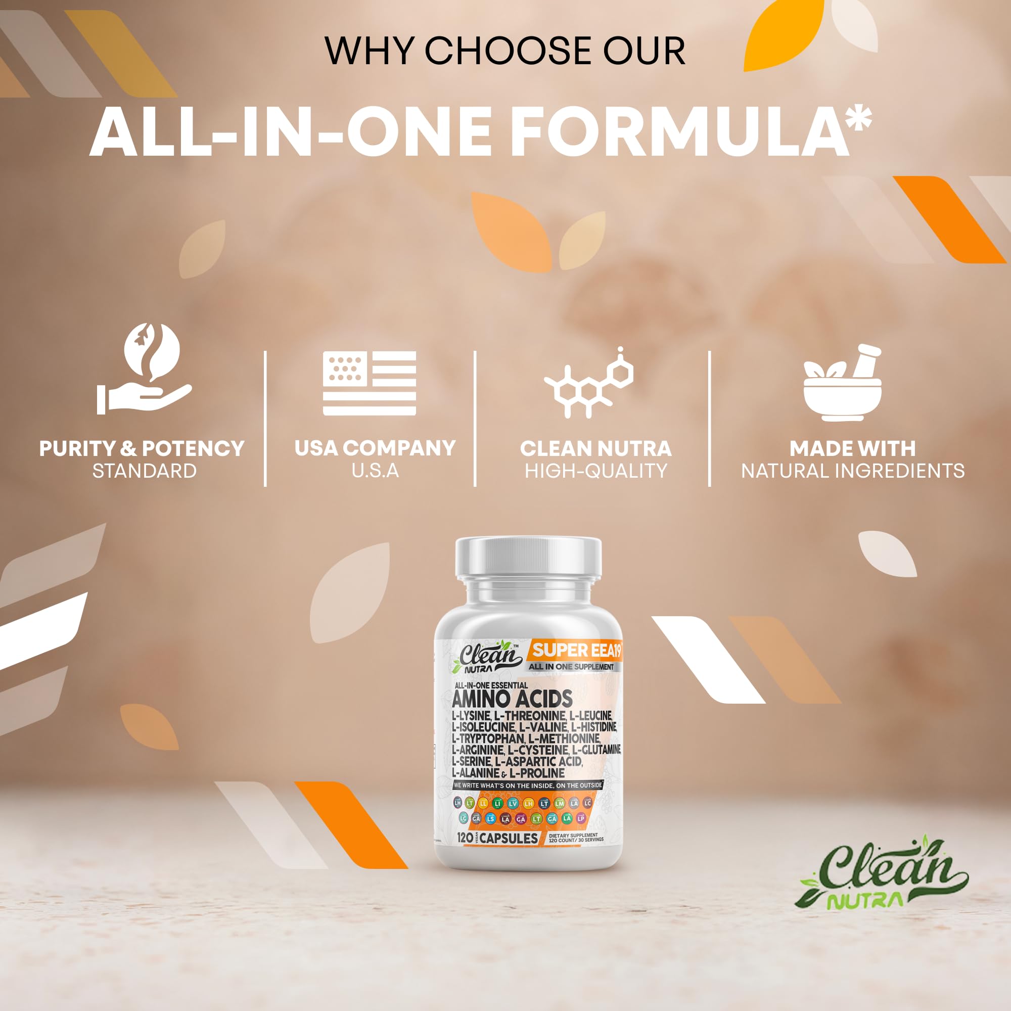 Clean Nutraceuticals amino acids scoop showcases convenient measuring and precise dosing