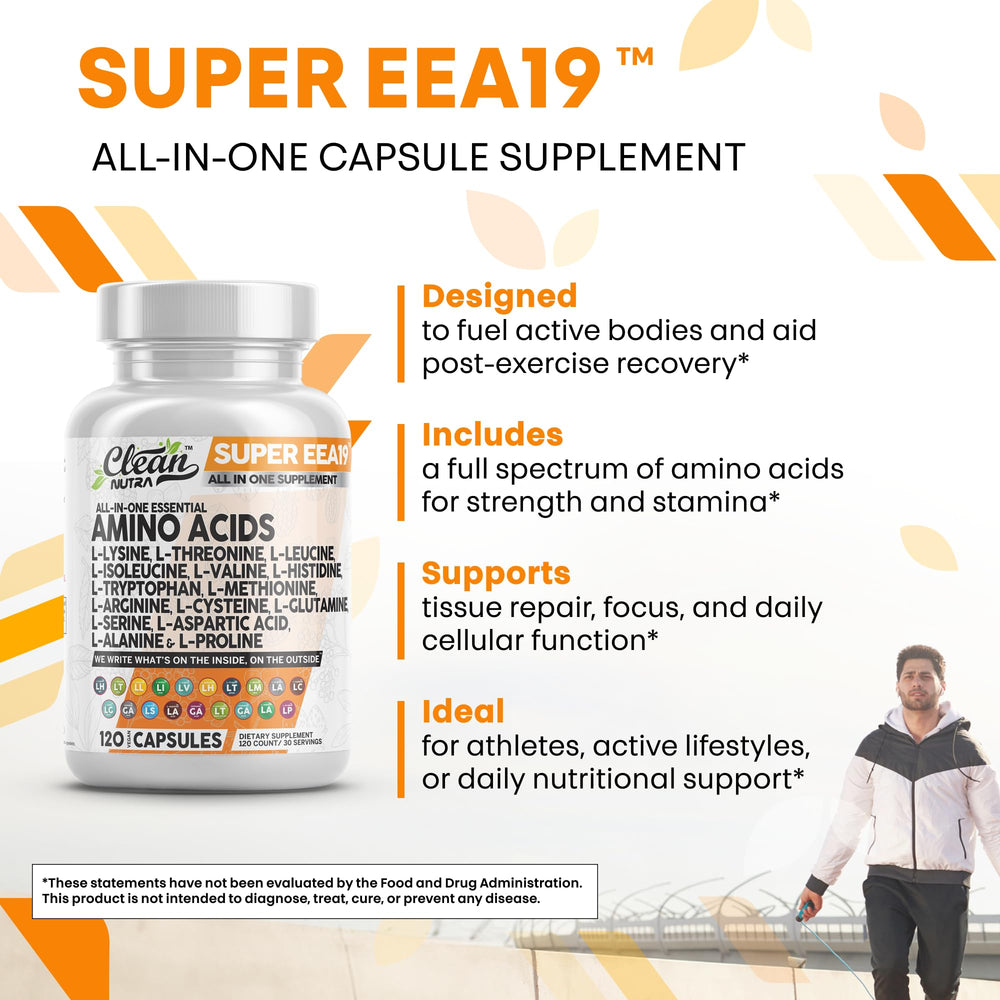 Clean Nutraceuticals amino acids workout-prep scene highlights endurance and vitality benefits