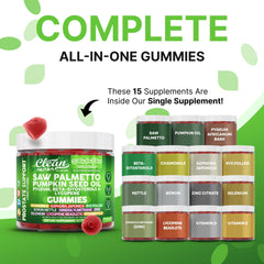 AndroFlow gummies close-up showcasing pumpkin seed oil and saw palmetto for daily wellness