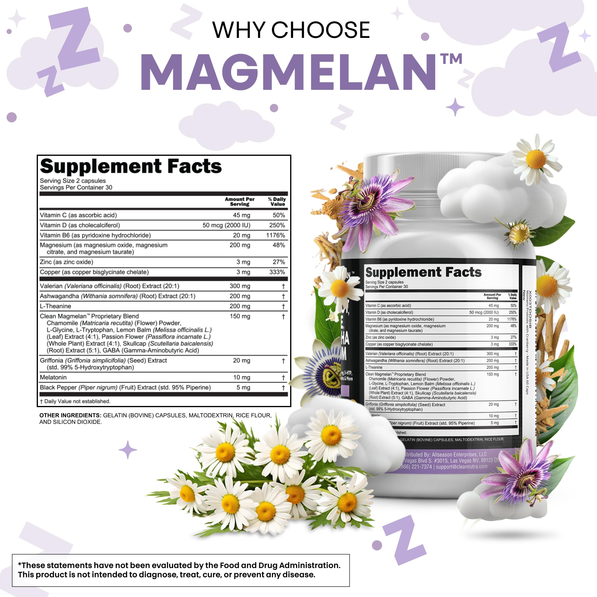 Ashwagandha pills included in Clean Nutraceuticals sleep blend.