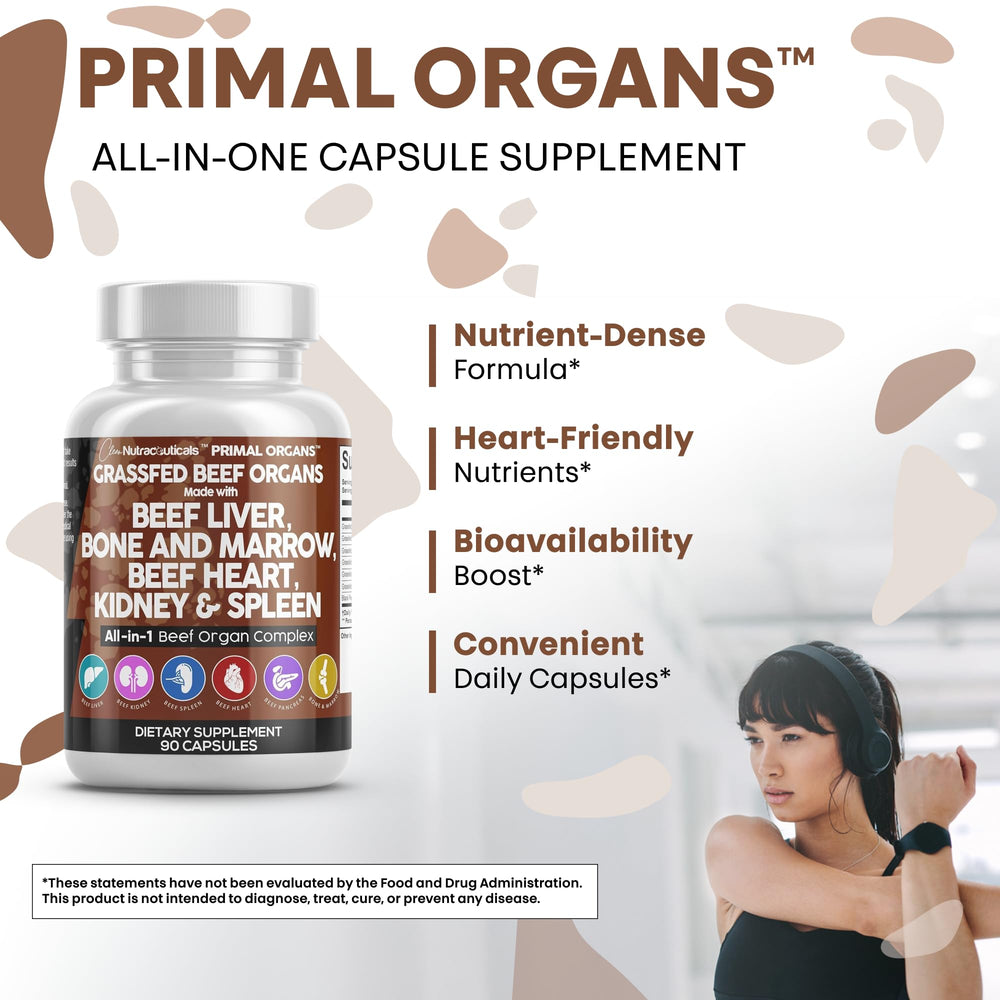 Collage of beef liver, heart, bone, and marrow from Clean Nutraceuticals