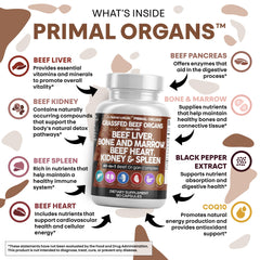 Beef organ ingredients label from Clean Nutraceuticals highlighting liver and heart blend