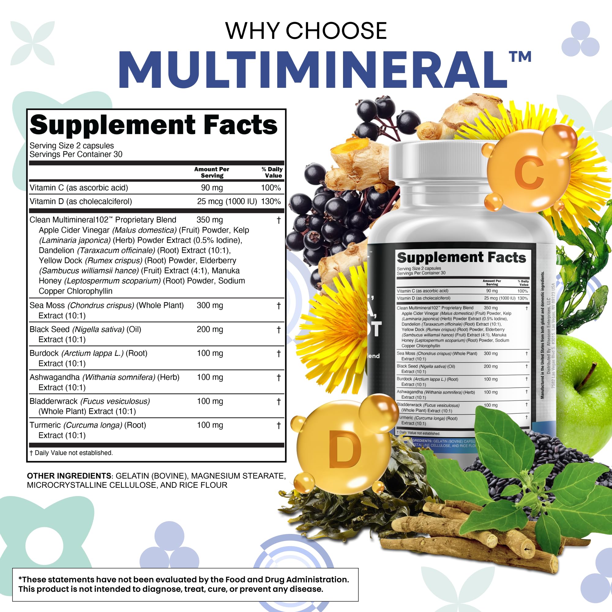 Clean Nutraceuticals Bladderwrack powder container highlighting iodine-rich seaweed benefits