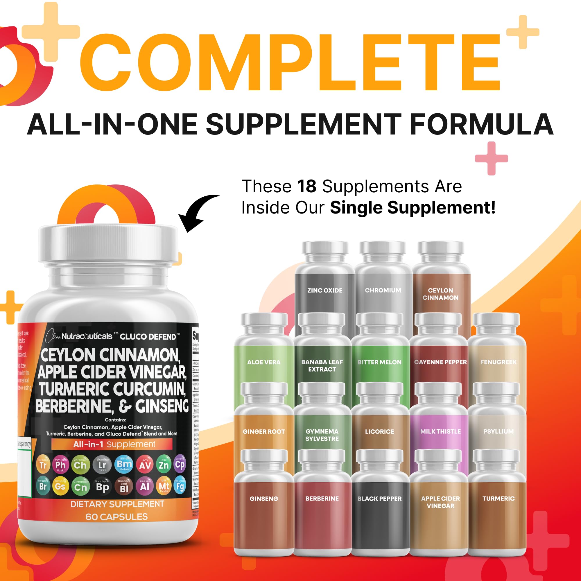 Clean Nutraceuticals Ceylon Cinnamon capsules closeup, featuring turmeric and spices for daily use.