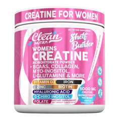 Clean Nutraceuticals Creatine for Women tub label highlighting workout energy support