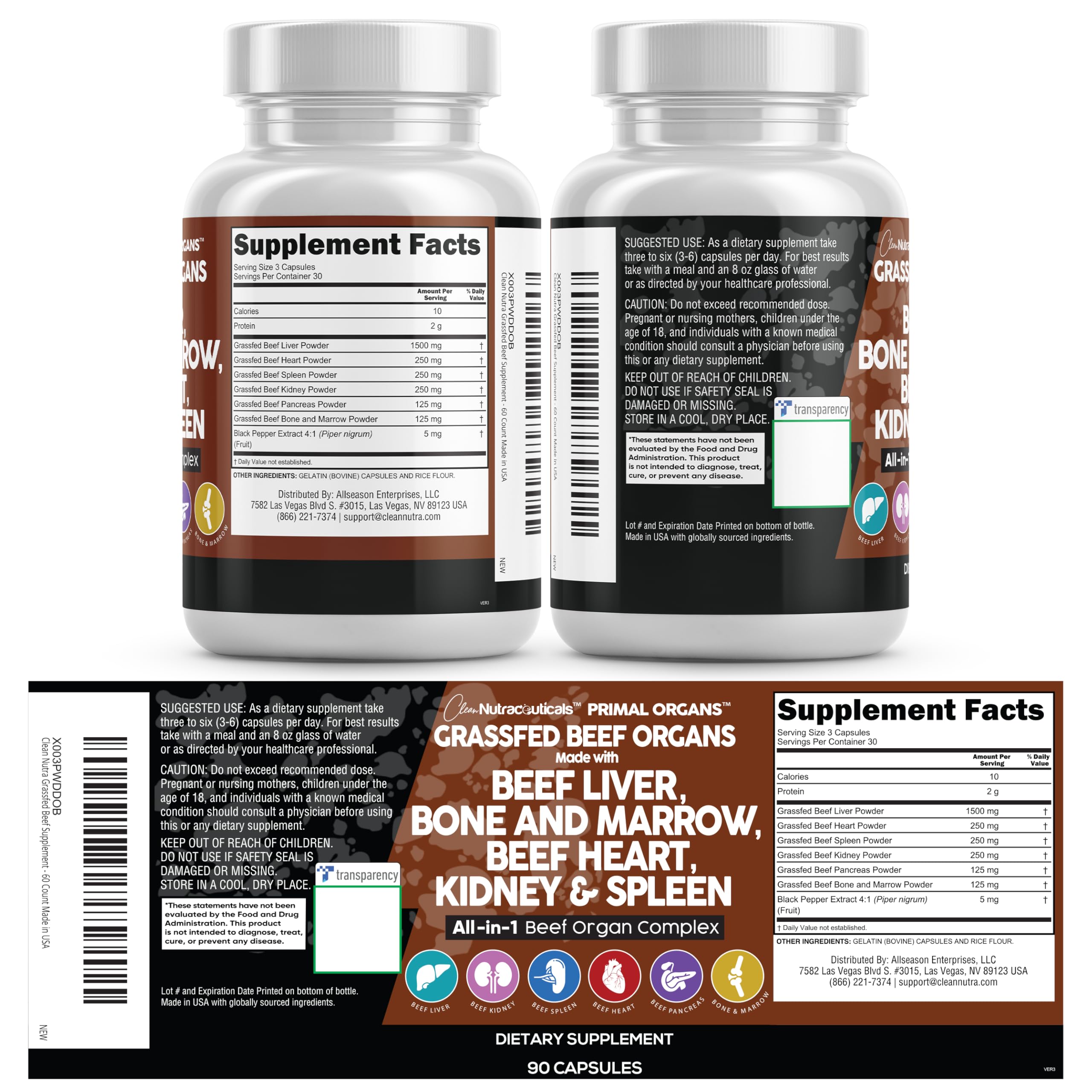 Dosage chart with Clean Nutraceuticals capsules aiding daily planning