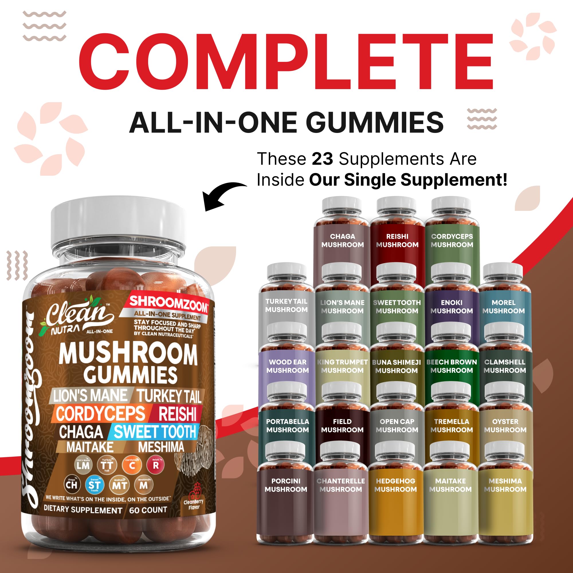 Clean Nutraceuticals family-use gummies on table illustrating inclusive daily immune support for adults and kids