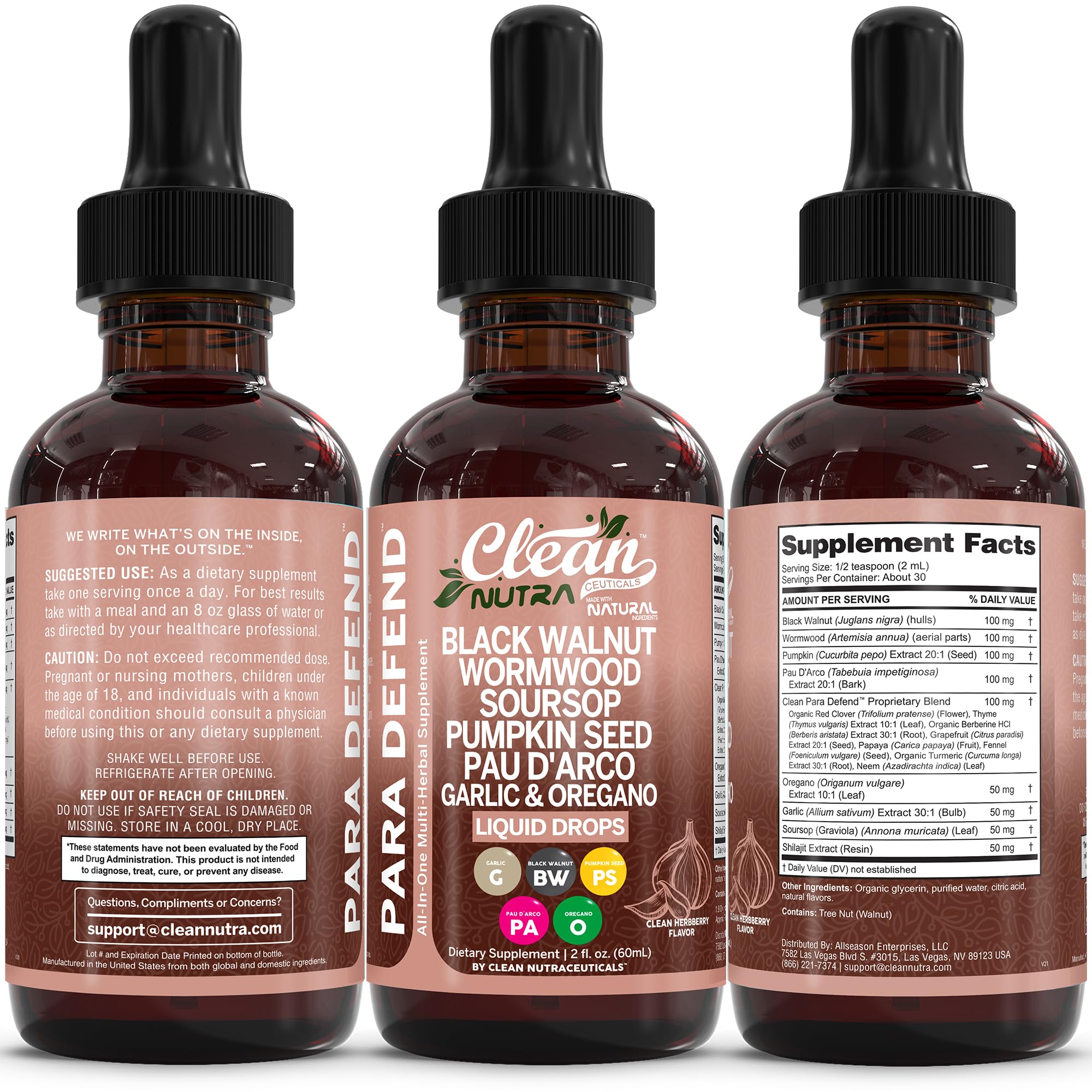 Clean Nutraceuticals Fennel and Red Clover Drops bottle for flexible use.