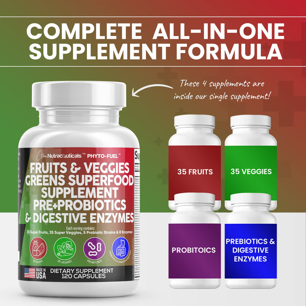 Clean Nutraceuticals Reds & Greens capsules in hand for on-the-go nutrition.
