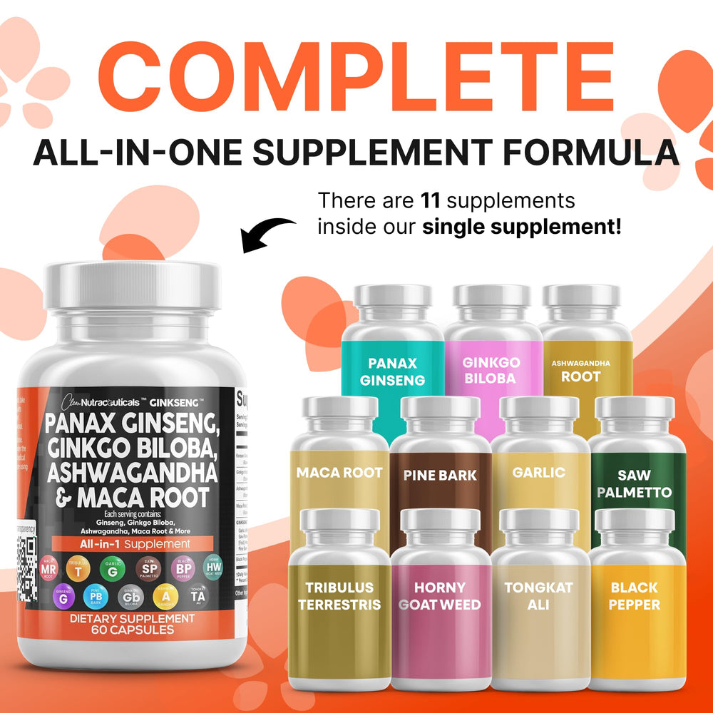 Clean Nutraceuticals Ginkgo Biloba capsules highlighting cognitive support for sustained attention