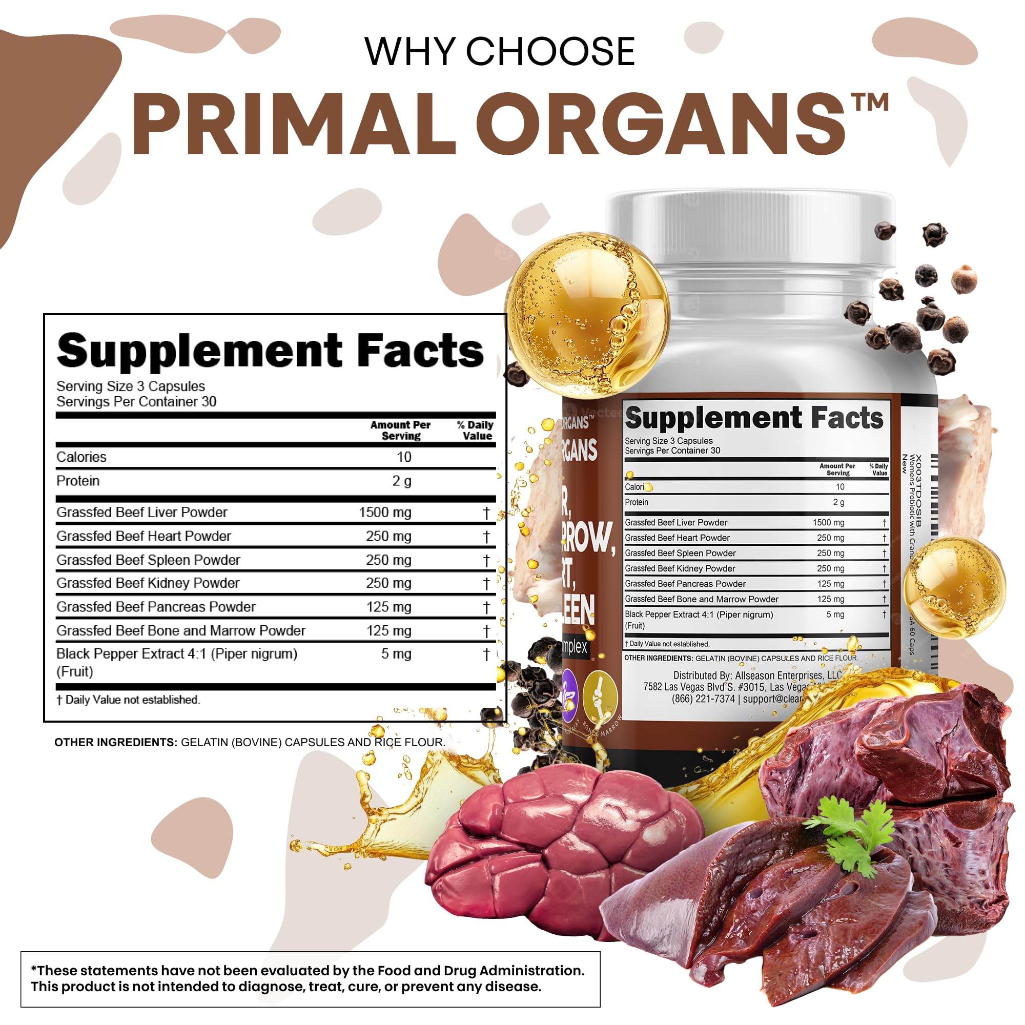 Bottle of Clean Nutraceuticals liver capsules pouring capsules for easy daily dosing