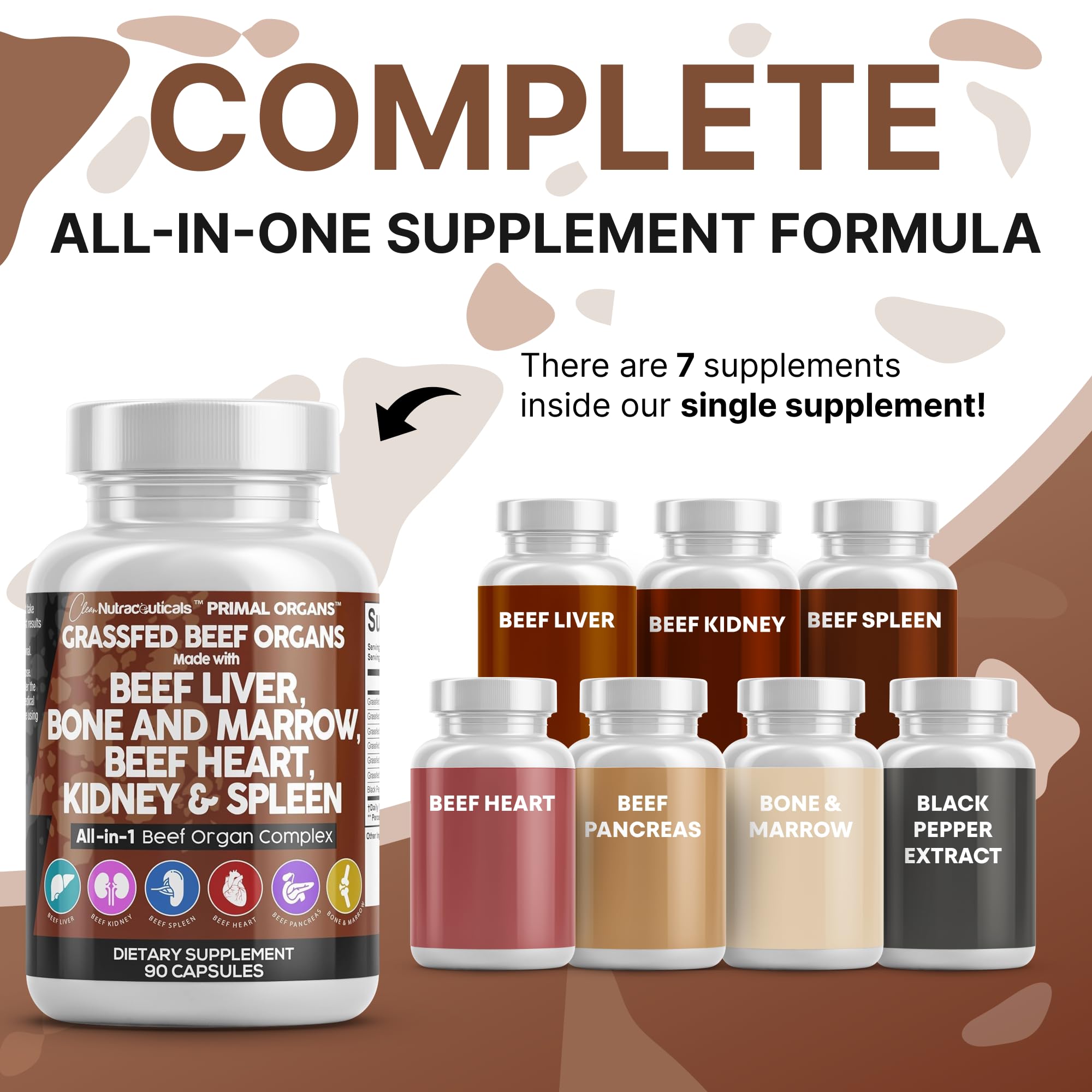 Close-up of Clean Nutraceuticals grass-fed liver capsules detailing texture