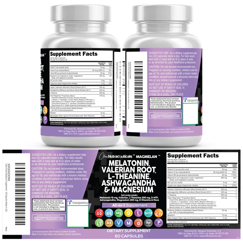 Ingredients label of Clean Nutraceuticals product with transparent formula.
