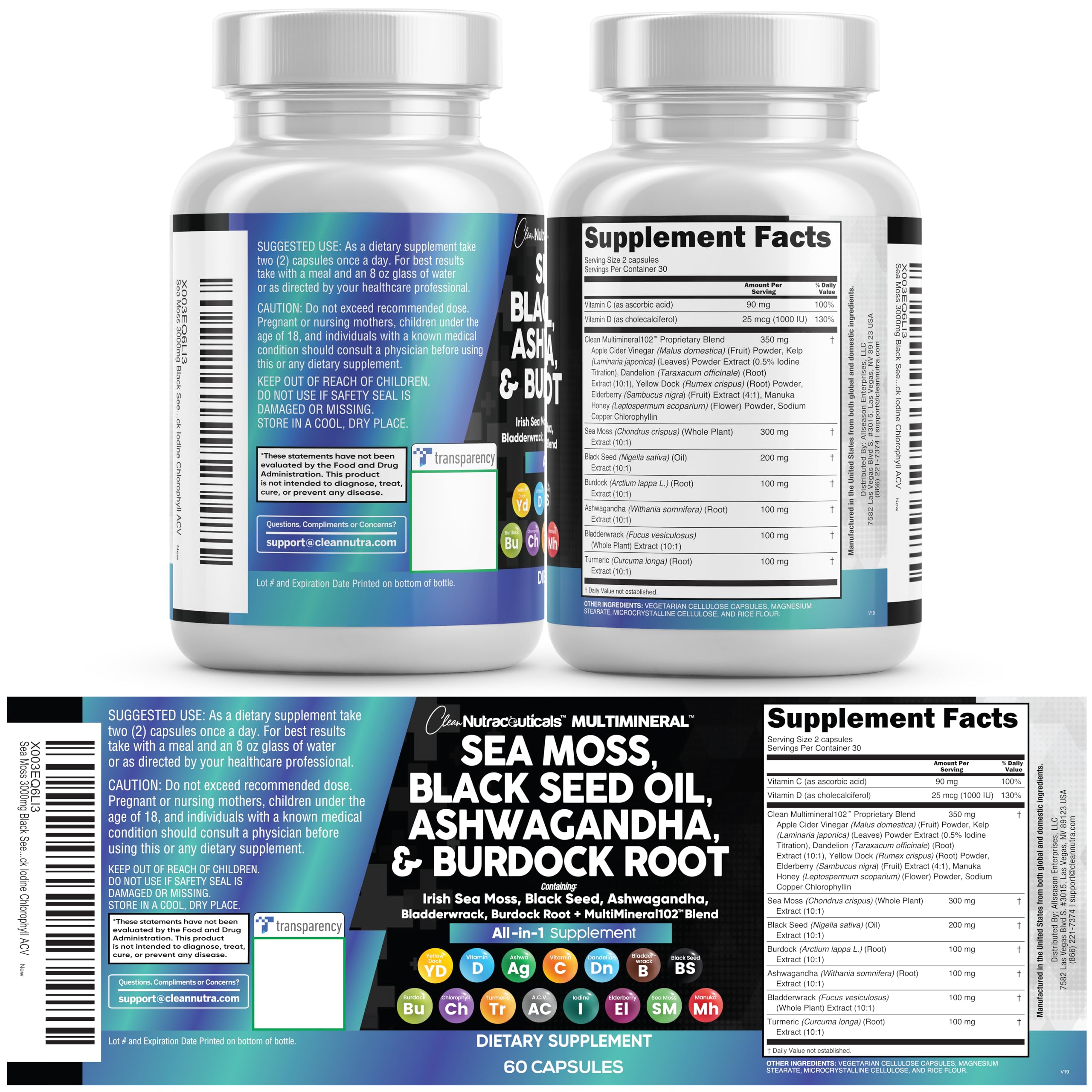 Clean Nutraceuticals Iodine and Chlorophyll capsules for daily wellness