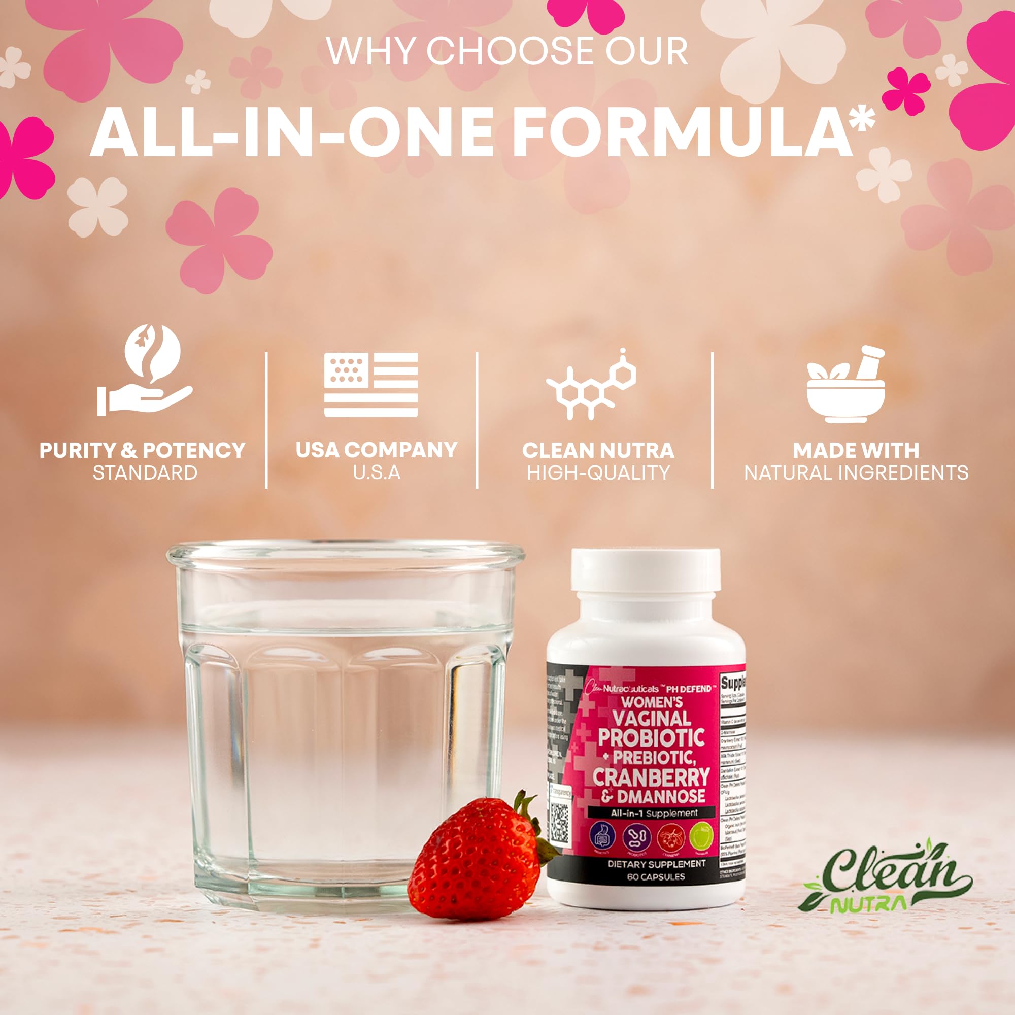 Clean Nutraceuticals blend of lactobacillus strains for vaginal health.