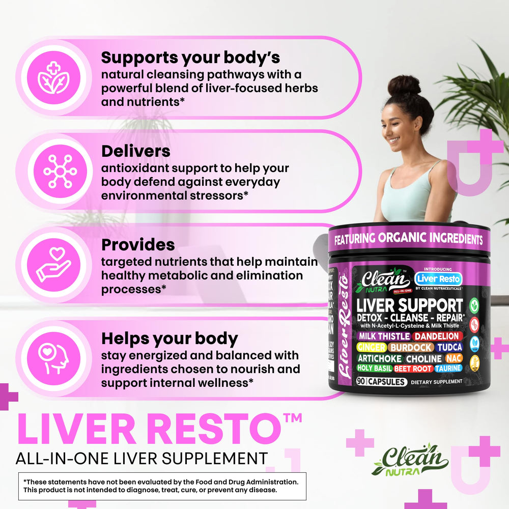 Clean Nutraceuticals Liver Cleanse NAC and TUDCA for liver wellness.