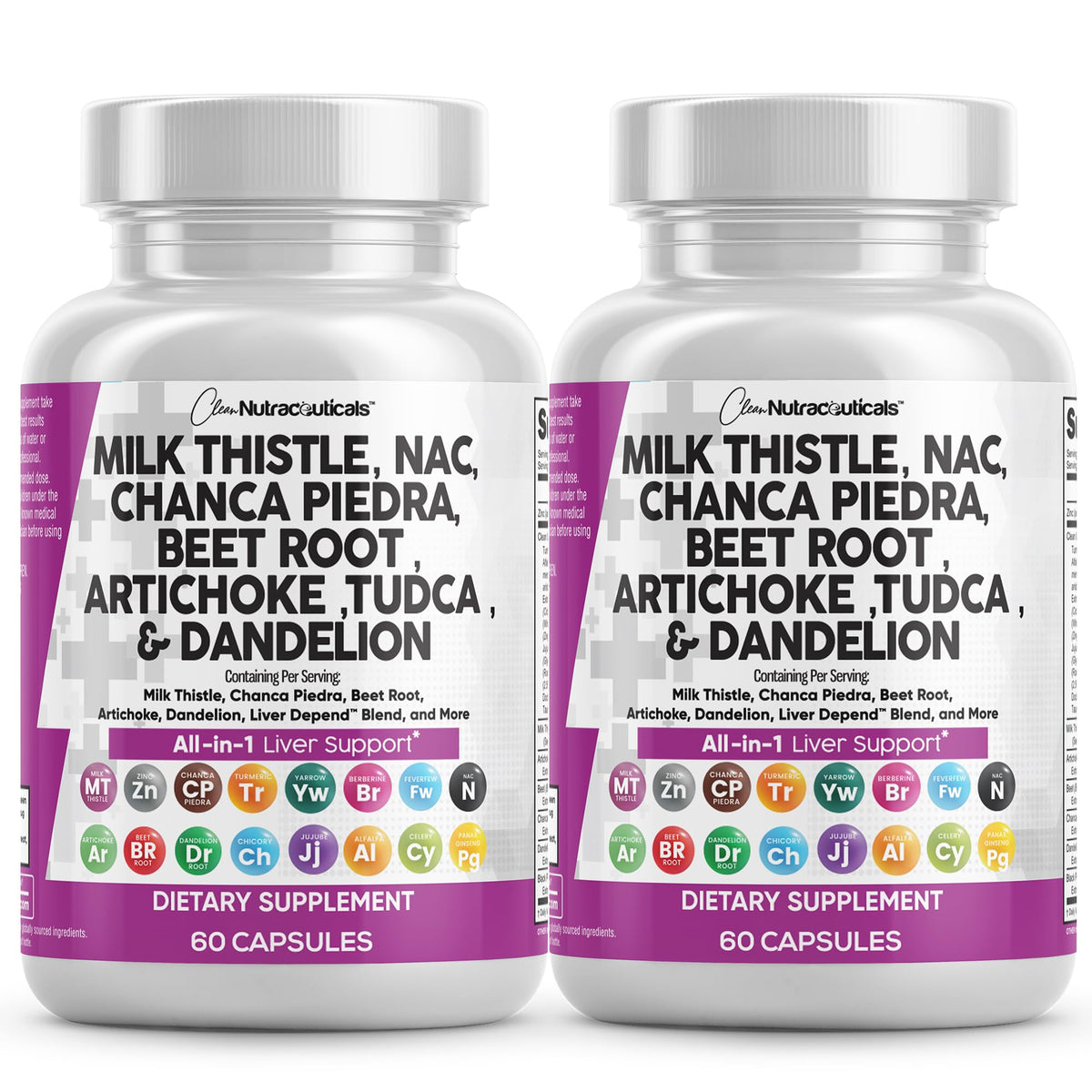 Clean Nutraceuticals Milk Thistle Capsules for liver support and wellness.