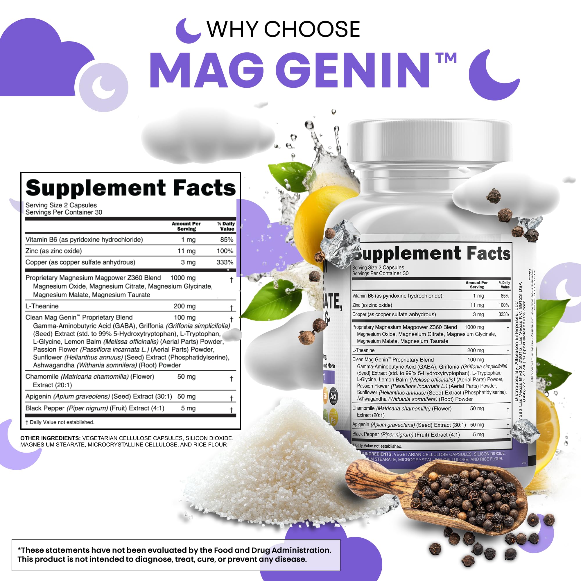 Clean Nutraceuticals Mag Genin packaging box for convenient daily use