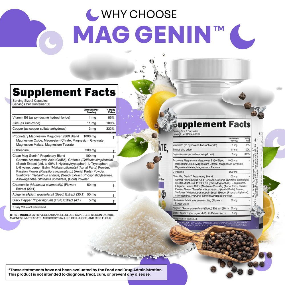 Clean Nutraceuticals Mag Genin packaging box for convenient daily use