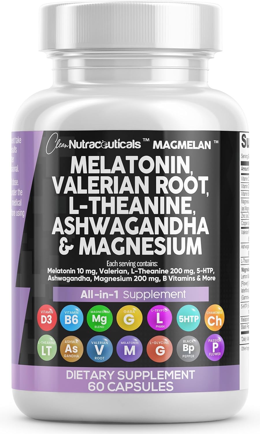 Clean Nutraceuticals melatonin bottle showing 10 mg formula for sleep support.