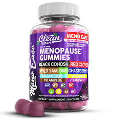 Clean Nutraceuticals Meno Ease bottle with gummies for menopause support and mood balance.