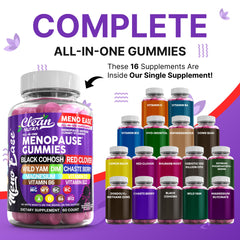 Clean Nutraceuticals Meno Ease gummies closeup reveals soft texture for daily use.