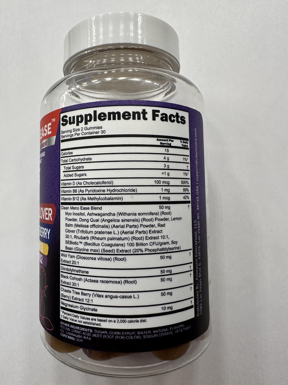 Ingredient blend featuring wild yam and black cohosh from Clean Nutraceuticals Meno Ease.
