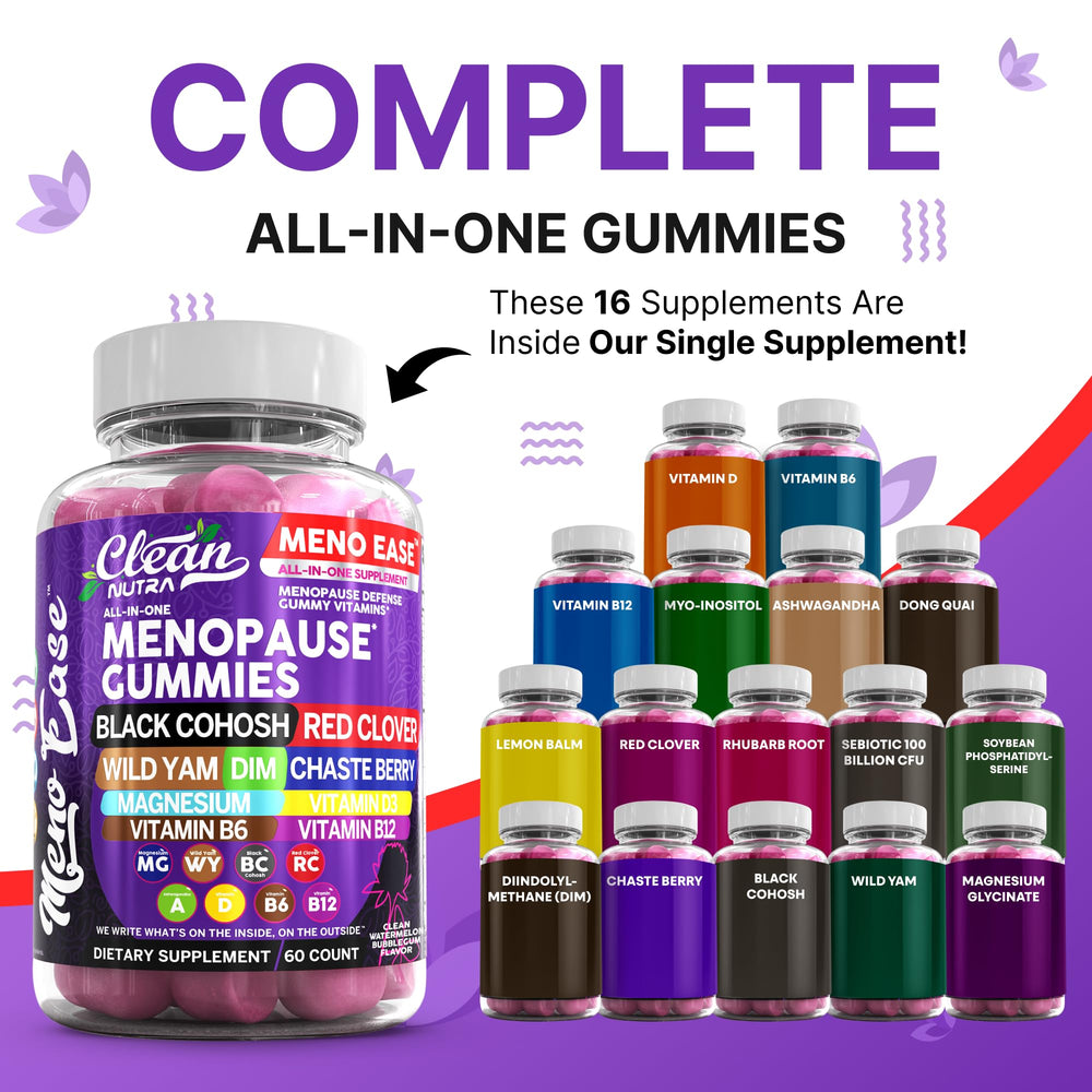 Night-use scene suggests calm evenings with Clean Nutraceuticals Meno Ease gummies.