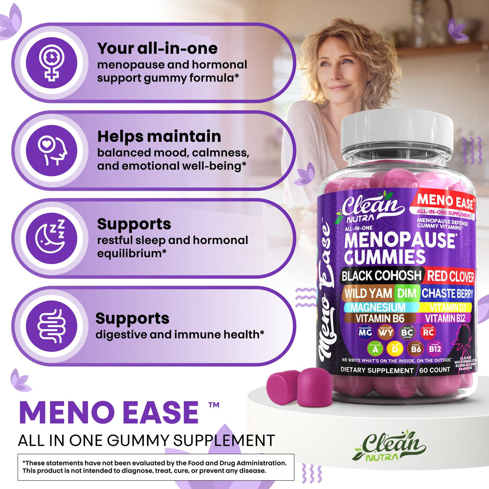 Bergamot scent and oil drop accent on Clean Nutraceuticals Meno Ease.