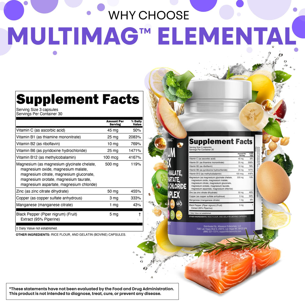 Multimag Accel Clean Nutraceuticals MultiMag Magnesium Complex – 9 Forms + B Vitamins ...