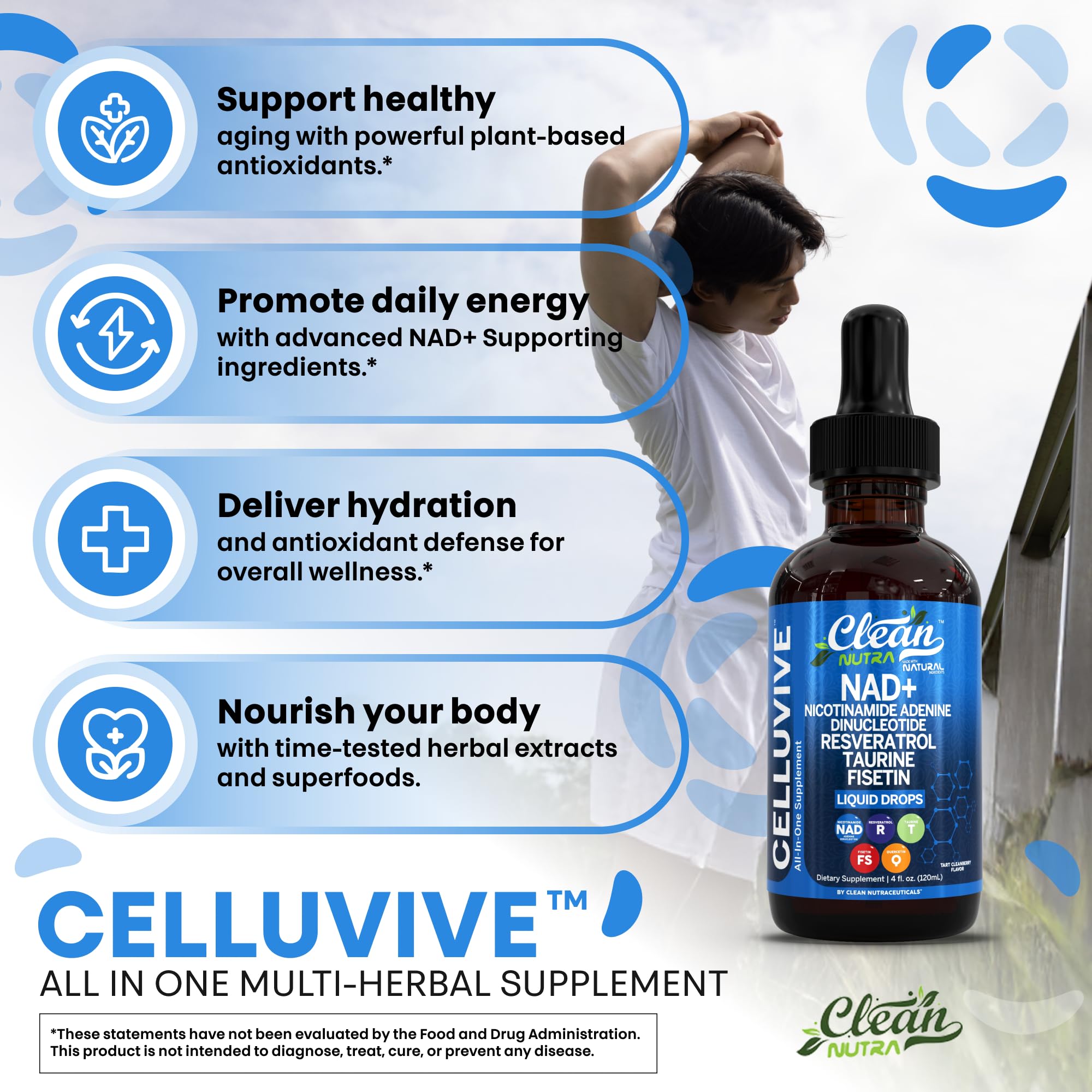 Clean Nutraceuticals NAD Liquid Drops glass packaging preserves freshness and potency