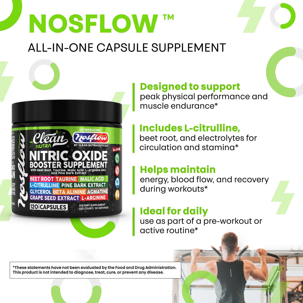 NosFlow glass with water illustrates hydration support during activity.