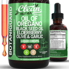 Clean Nutraceuticals Oil of Oregano bottle front view highlighting immune-support formula