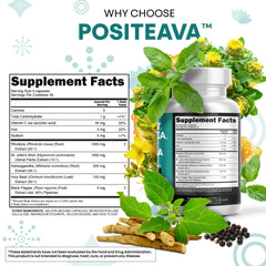 Clean Nutraceuticals Positeava bottle resting on wood evokes natural wellness routine.
