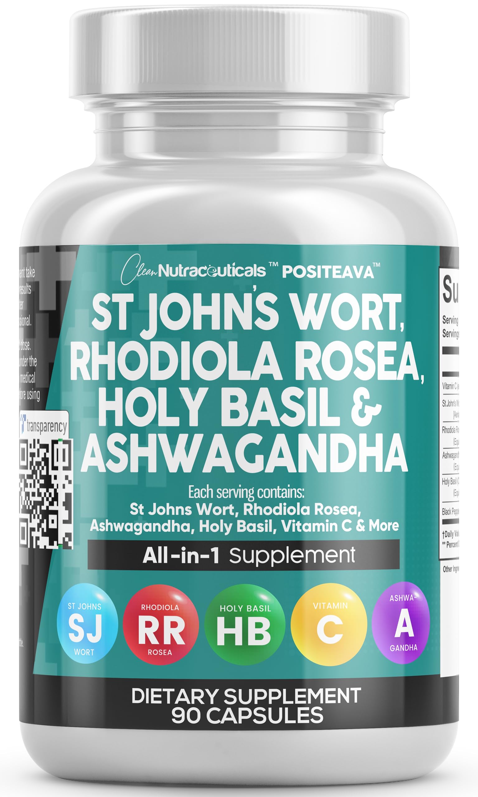 Clean Nutraceuticals Positeava mood-support bottle demonstrating daily mood balance potential.