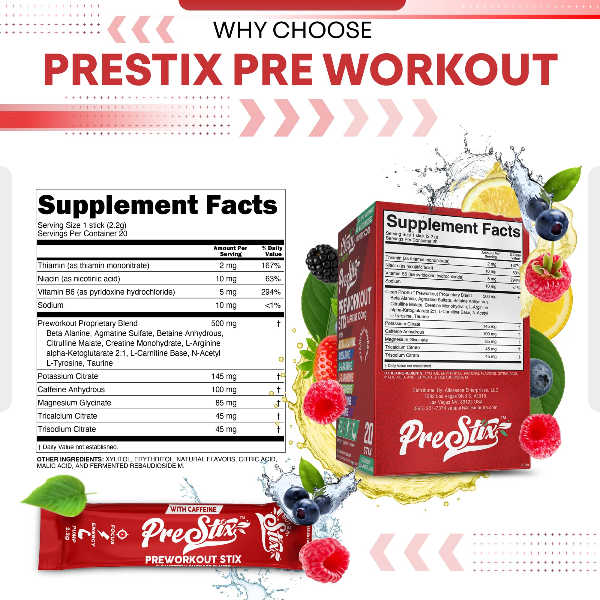 Clean Nutraceuticals Pre Stix athlete-ready mix in hand