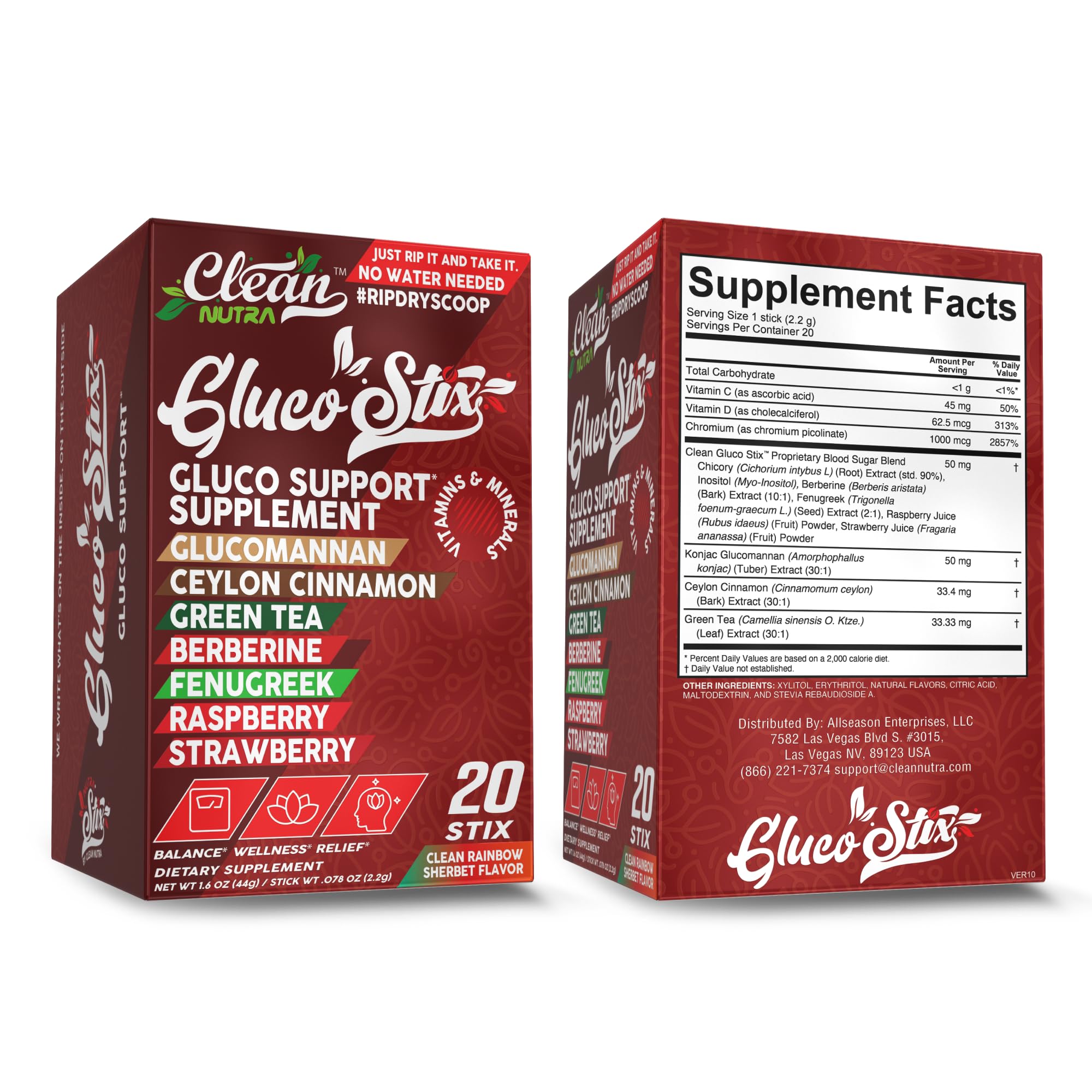 Clean Nutraceuticals Pre Stix on-the-go stick pack beside water