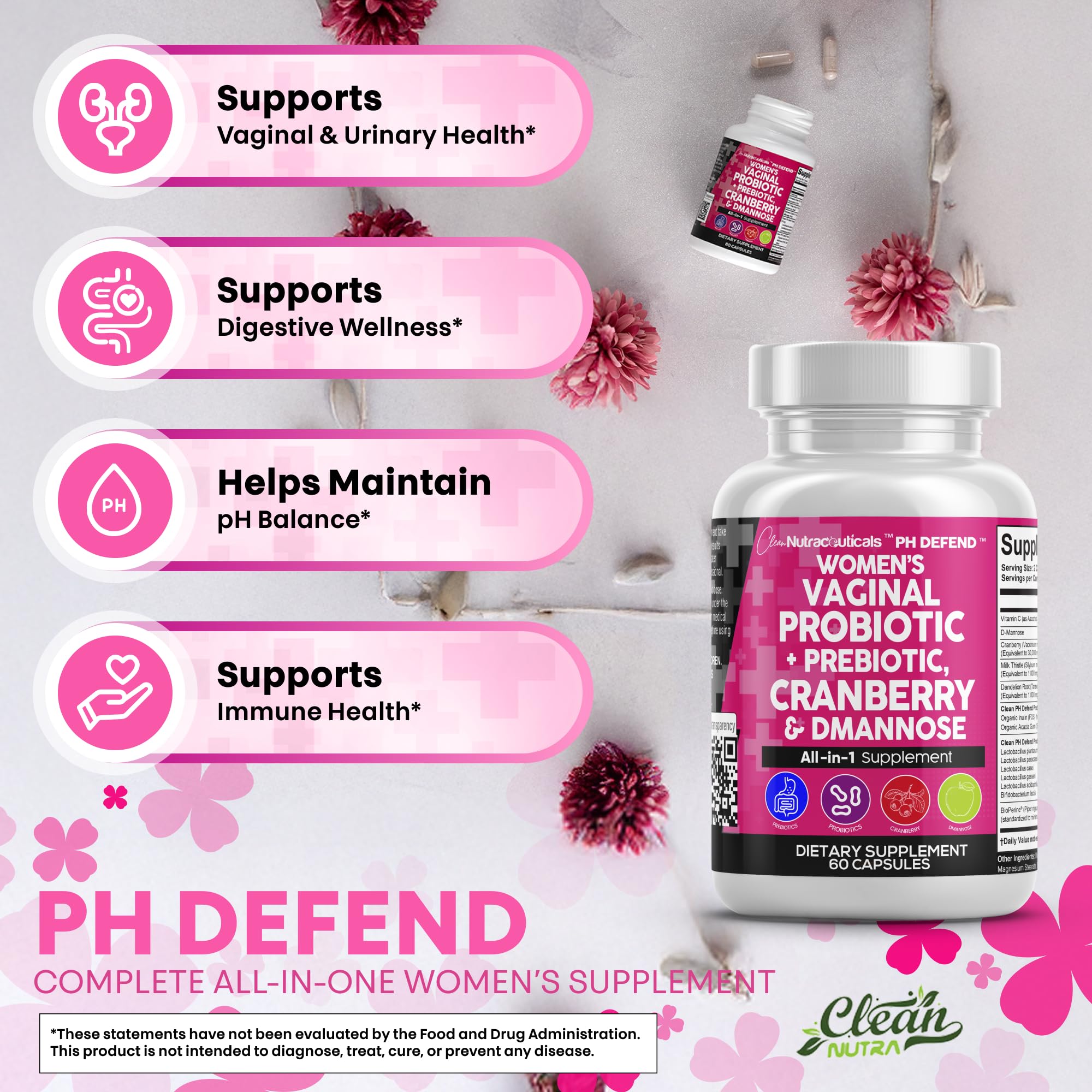 Clean Nutraceuticals prebiotics inulin and acacia fiber support digestion and wellness.