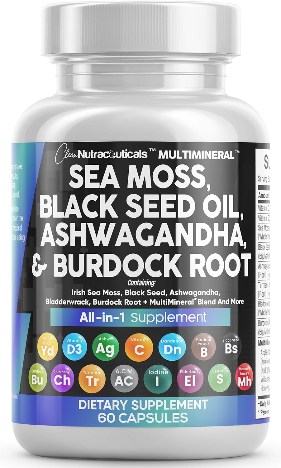 Clean Nutraceuticals Sea Moss bottle closeup for daily mineral support