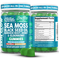 Clean Nutraceuticals Sea Glow Gummies bottle closeup for convenient daily wellness.