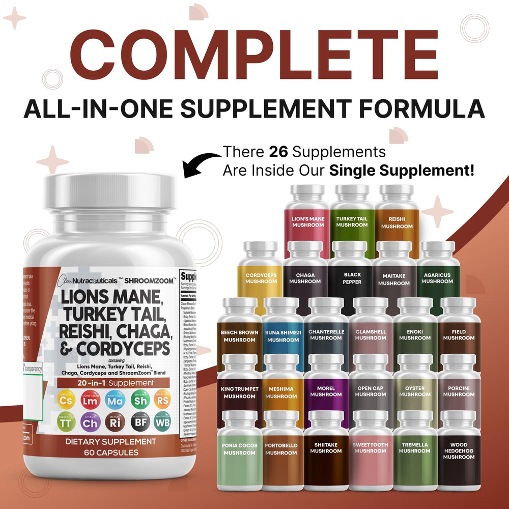 Capsules pile shows convenient two-capsule daily dosage.