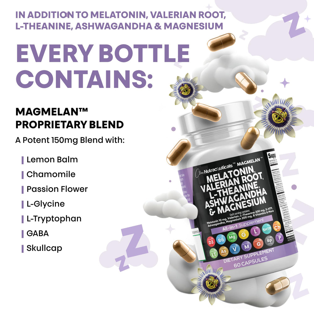 Clean Nutraceuticals sleep support packaging highlighting all-in-one solution.