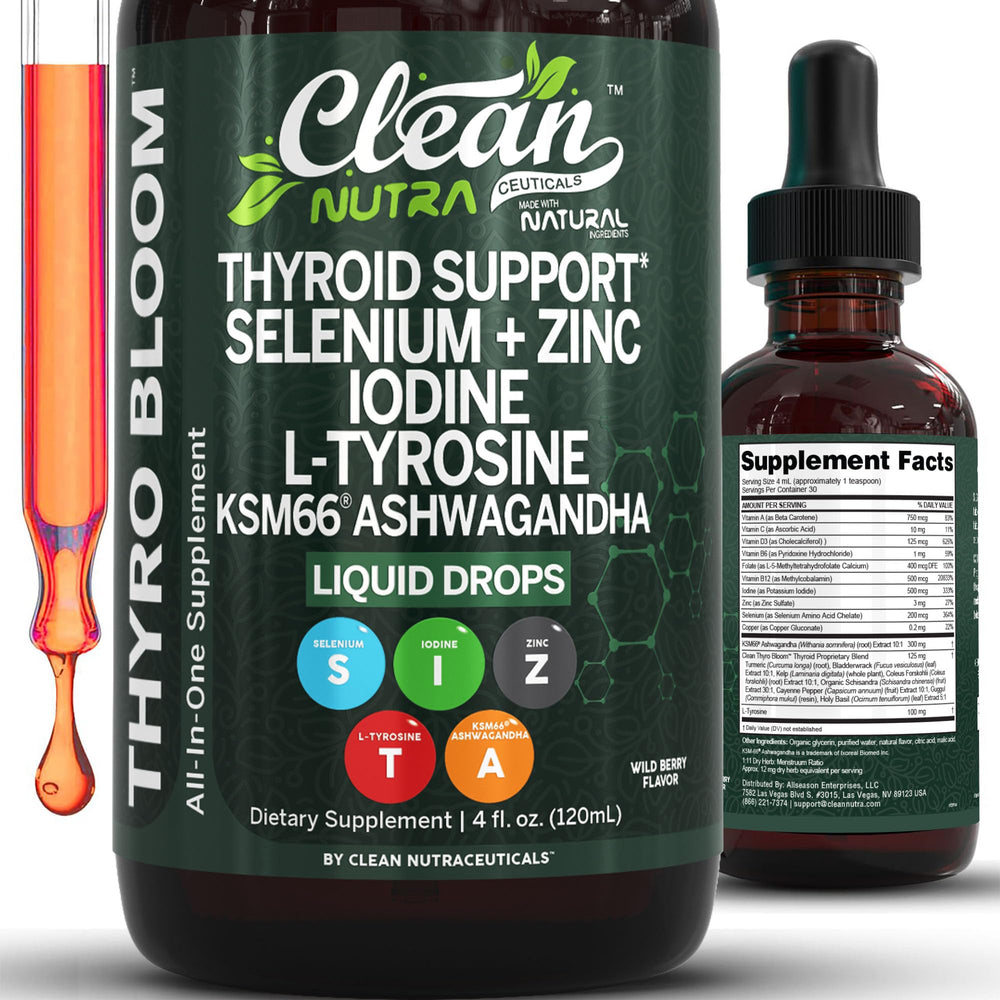 Clean Nutraceuticals Thyro Bloom dropper bottle for precise daily dosing